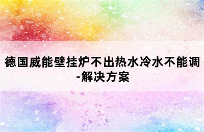 德国威能壁挂炉不出热水冷水不能调-解决方案