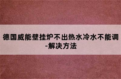 德国威能壁挂炉不出热水冷水不能调-解决方法