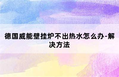 德国威能壁挂炉不出热水怎么办-解决方法