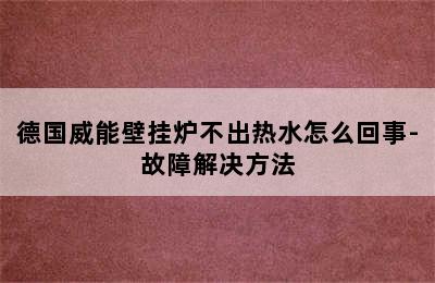 德国威能壁挂炉不出热水怎么回事-故障解决方法