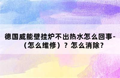 德国威能壁挂炉不出热水怎么回事-（怎么维修）？怎么消除？