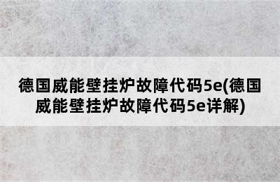 德国威能壁挂炉故障代码5e(德国威能壁挂炉故障代码5e详解)