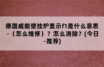 德国威能壁挂炉显示f1是什么意思-（怎么维修）？怎么消除？(今日-推荐)