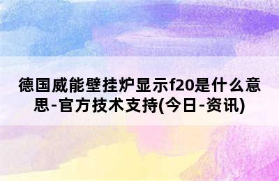 德国威能壁挂炉显示f20是什么意思-官方技术支持(今日-资讯)