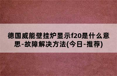 德国威能壁挂炉显示f20是什么意思-故障解决方法(今日-推荐)