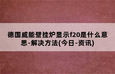 德国威能壁挂炉显示f20是什么意思-解决方法(今日-资讯)