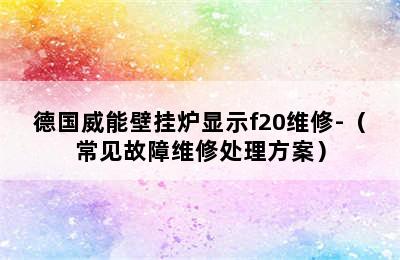 德国威能壁挂炉显示f20维修-（常见故障维修处理方案）