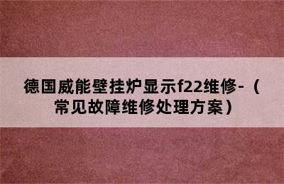 德国威能壁挂炉显示f22维修-（常见故障维修处理方案）