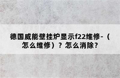 德国威能壁挂炉显示f22维修-（怎么维修）？怎么消除？