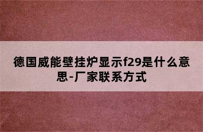 德国威能壁挂炉显示f29是什么意思-厂家联系方式