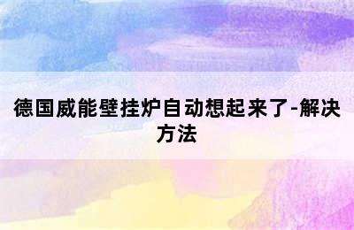 德国威能壁挂炉自动想起来了-解决方法