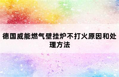 德国威能燃气壁挂炉不打火原因和处理方法