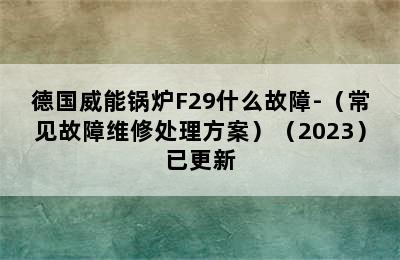 德国威能锅炉F29什么故障-（常见故障维修处理方案）（2023）已更新