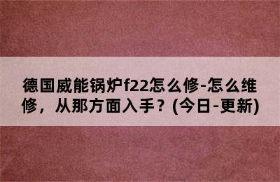 德国威能锅炉f22怎么修-怎么维修，从那方面入手？(今日-更新)