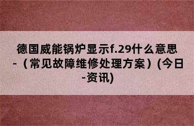 德国威能锅炉显示f.29什么意思-（常见故障维修处理方案）(今日-资讯)