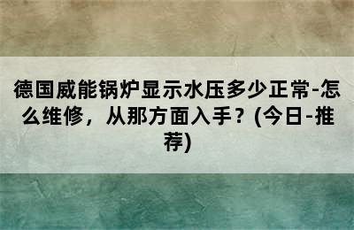 德国威能锅炉显示水压多少正常-怎么维修，从那方面入手？(今日-推荐)