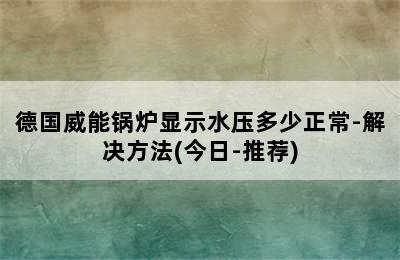 德国威能锅炉显示水压多少正常-解决方法(今日-推荐)