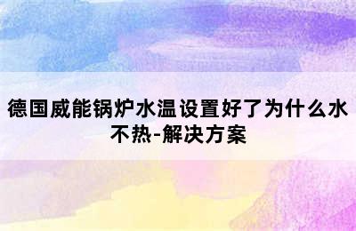 德国威能锅炉水温设置好了为什么水不热-解决方案