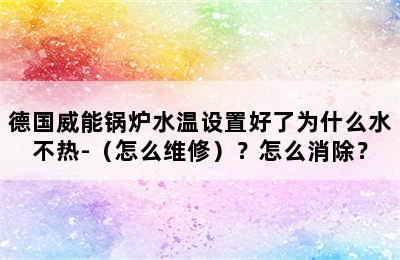 德国威能锅炉水温设置好了为什么水不热-（怎么维修）？怎么消除？