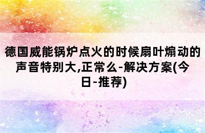 德国威能锅炉点火的时候扇叶煽动的声音特别大,正常么-解决方案(今日-推荐)