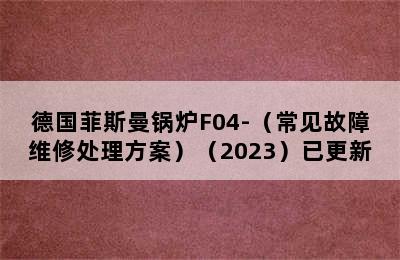 德国菲斯曼锅炉F04-（常见故障维修处理方案）（2023）已更新