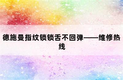 德施曼指纹锁锁舌不回弹——维修热线