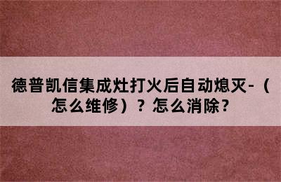 德普凯信集成灶打火后自动熄灭-（怎么维修）？怎么消除？