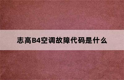 志高B4空调故障代码是什么