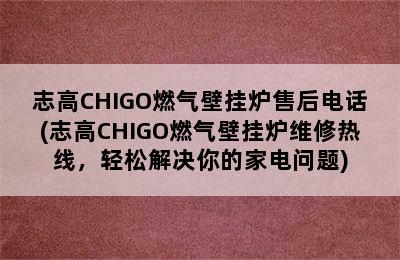 志高CHIGO燃气壁挂炉售后电话(志高CHIGO燃气壁挂炉维修热线，轻松解决你的家电问题)