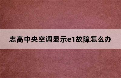 志高中央空调显示e1故障怎么办