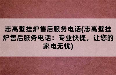 志高壁挂炉售后服务电话(志高壁挂炉售后服务电话：专业快捷，让您的家电无忧)