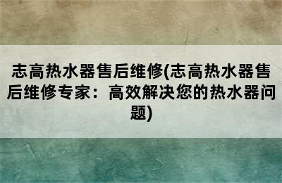 志高热水器售后维修(志高热水器售后维修专家：高效解决您的热水器问题)