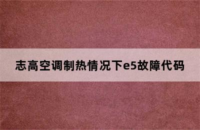 志高空调制热情况下e5故障代码