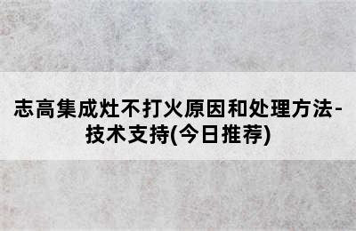 志高集成灶不打火原因和处理方法-技术支持(今日推荐)