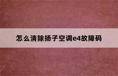 怎么清除扬子空调e4故障码