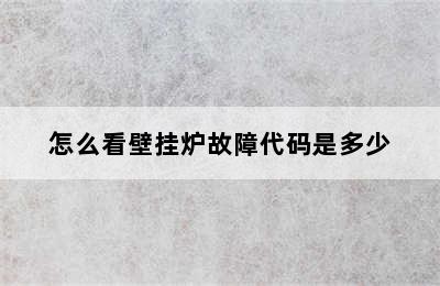 怎么看壁挂炉故障代码是多少