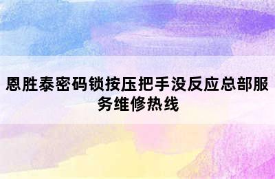 恩胜泰密码锁按压把手没反应总部服务维修热线