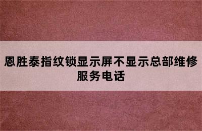 恩胜泰指纹锁显示屏不显示总部维修服务电话