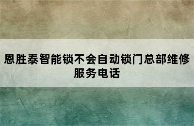 恩胜泰智能锁不会自动锁门总部维修服务电话