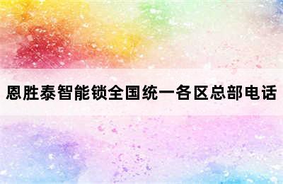 恩胜泰智能锁全国统一各区总部电话