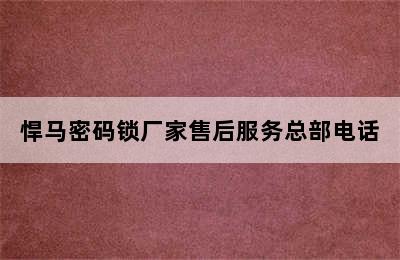 悍马密码锁厂家售后服务总部电话