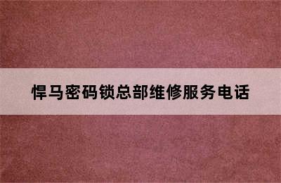 悍马密码锁总部维修服务电话