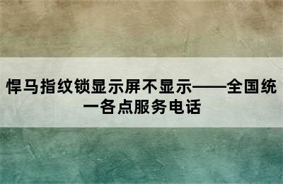 悍马指纹锁显示屏不显示——全国统一各点服务电话