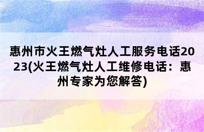 惠州市火王燃气灶人工服务电话2023(火王燃气灶人工维修电话：惠州专家为您解答)