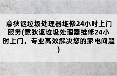 意狄讴垃圾处理器维修24小时上门服务(意狄讴垃圾处理器维修24小时上门，专业高效解决您的家电问题)