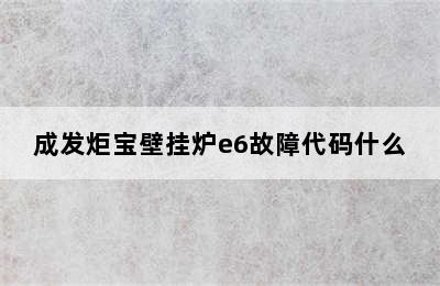 成发炬宝壁挂炉e6故障代码什么