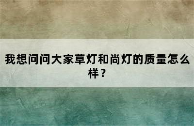 我想问问大家草灯和尚灯的质量怎么样？