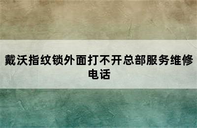 戴沃指纹锁外面打不开总部服务维修电话