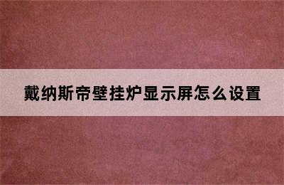 戴纳斯帝壁挂炉显示屏怎么设置