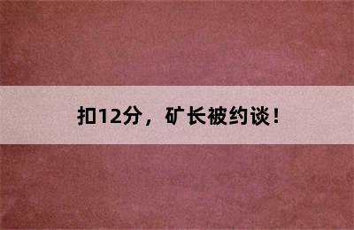 扣12分，矿长被约谈！